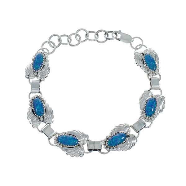 Turquoise Sterling Silver Navajo Indian Link Bracelet NN20185